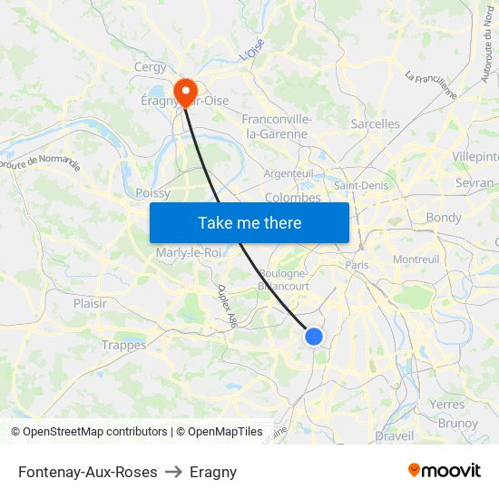 Fontenay-Aux-Roses to Eragny map