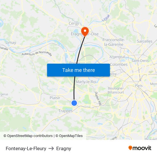 Fontenay-Le-Fleury to Eragny map