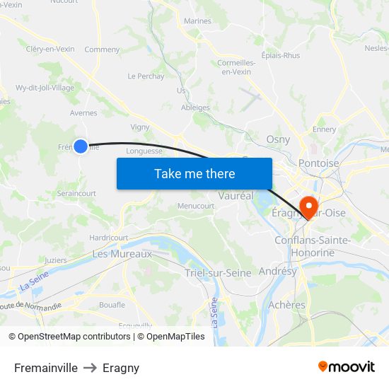 Fremainville to Eragny map