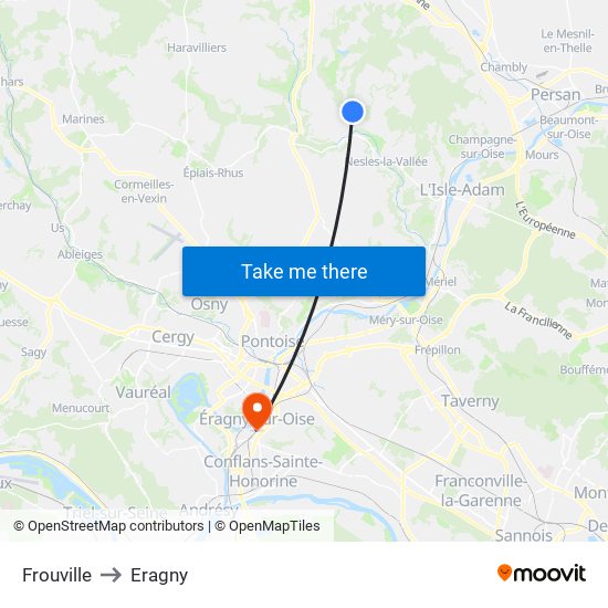 Frouville to Eragny map