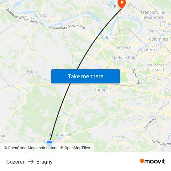 Gazeran to Eragny map