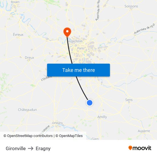 Gironville to Eragny map