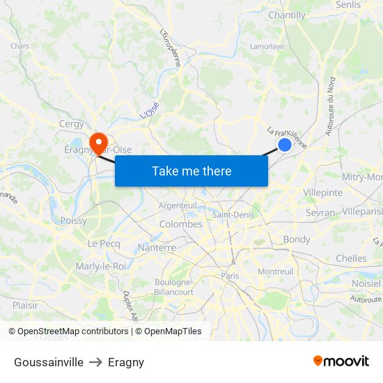 Goussainville to Eragny map