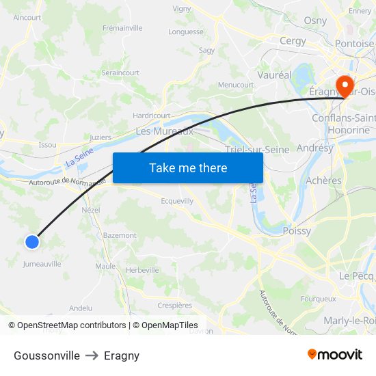 Goussonville to Eragny map