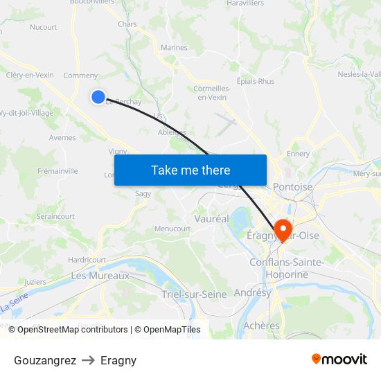Gouzangrez to Eragny map