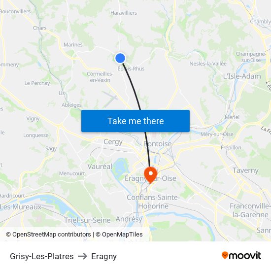 Grisy-Les-Platres to Eragny map