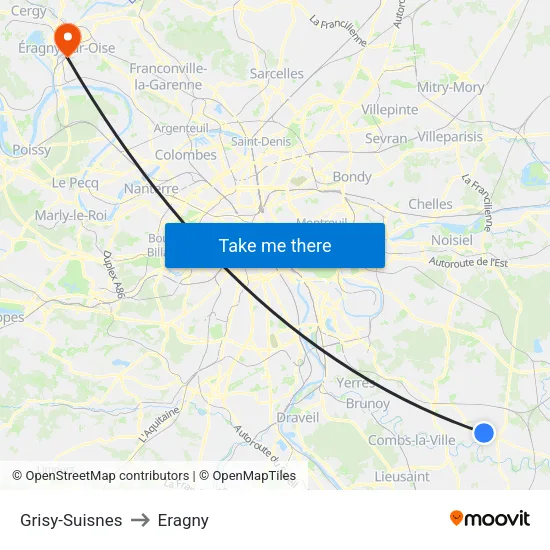 Grisy-Suisnes to Eragny map
