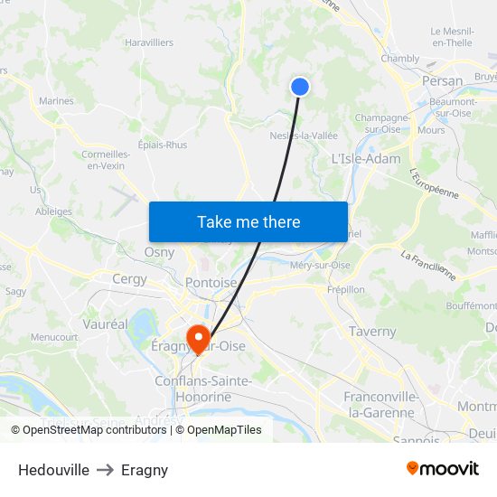 Hedouville to Eragny map