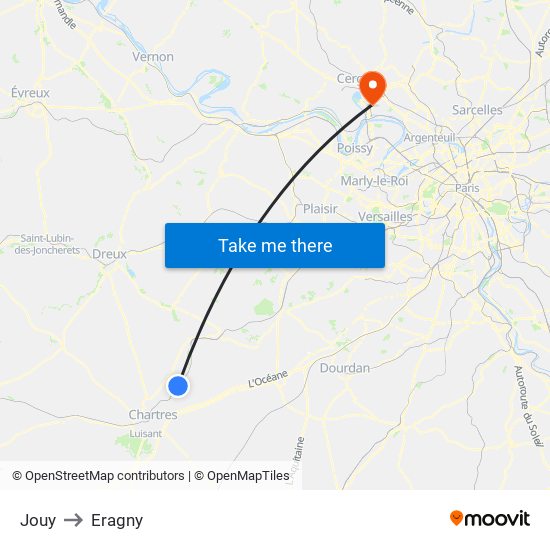 Jouy to Eragny map