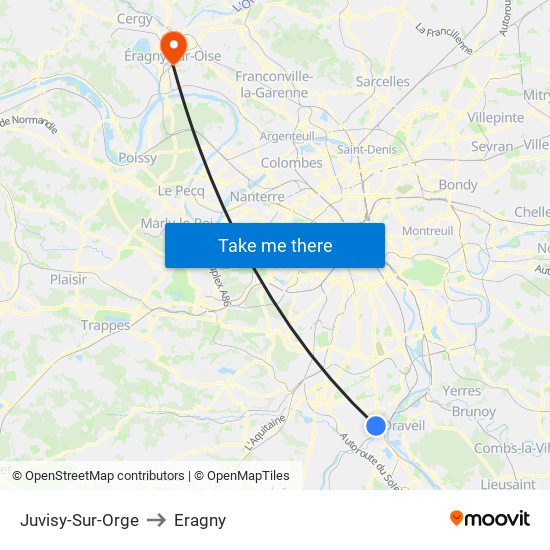 Juvisy-Sur-Orge to Eragny map