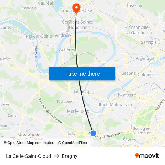 La Celle-Saint-Cloud to Eragny map