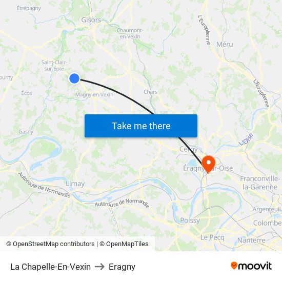La Chapelle-En-Vexin to Eragny map