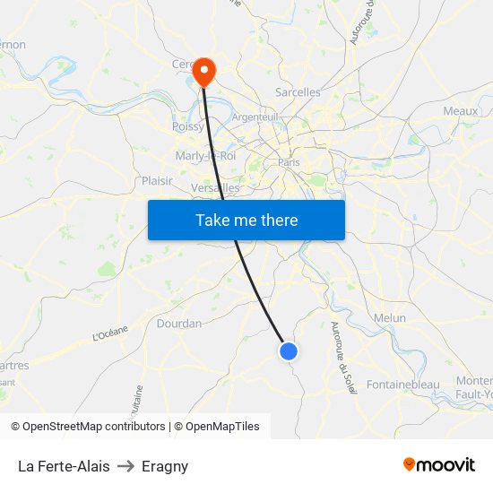 La Ferte-Alais to Eragny map
