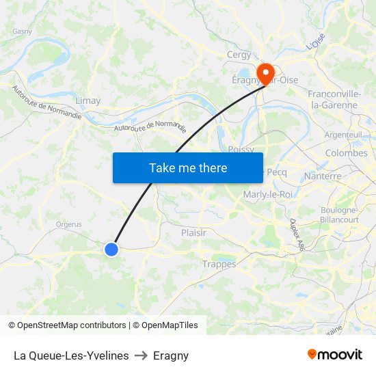 La Queue-Les-Yvelines to Eragny map