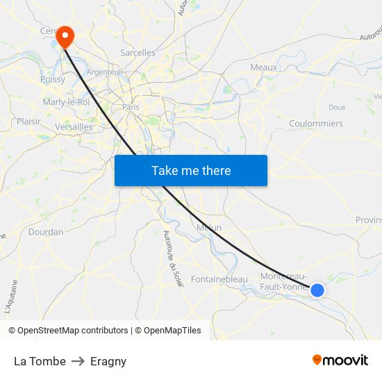 La Tombe to Eragny map