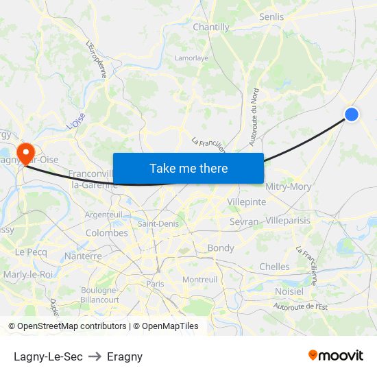 Lagny-Le-Sec to Eragny map