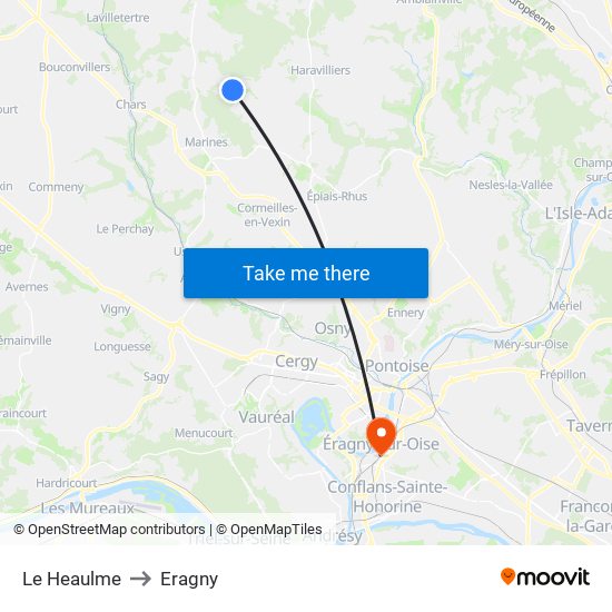 Le Heaulme to Eragny map