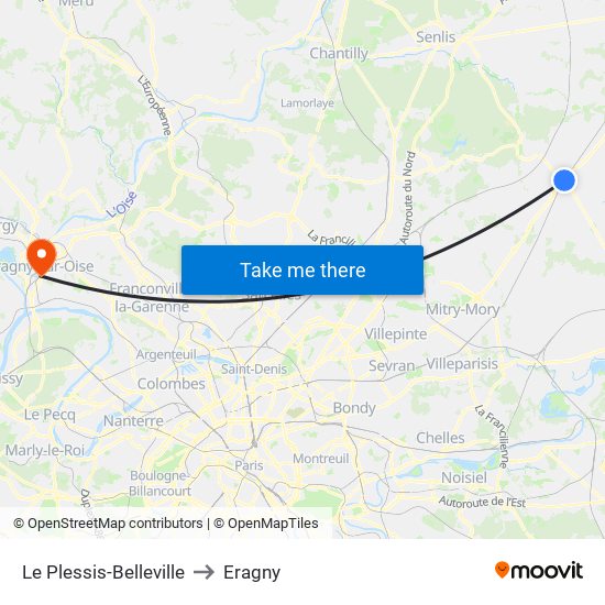 Le Plessis-Belleville to Eragny map