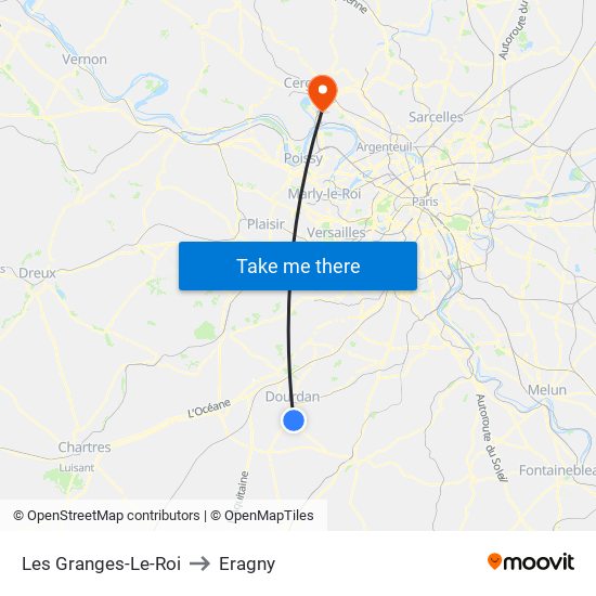 Les Granges-Le-Roi to Eragny map