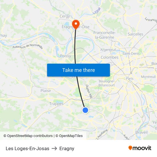 Les Loges-En-Josas to Eragny map