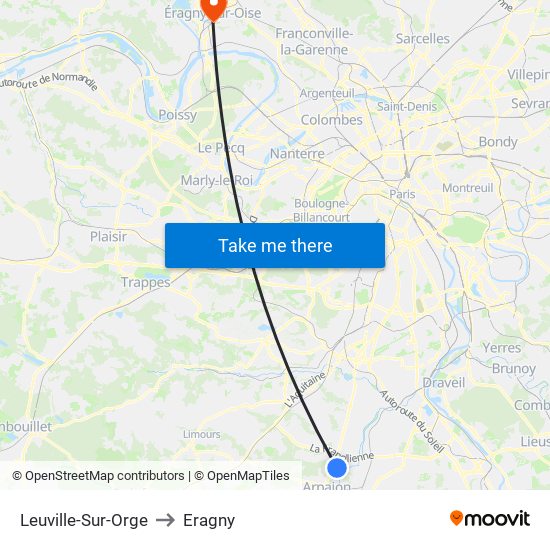 Leuville-Sur-Orge to Eragny map