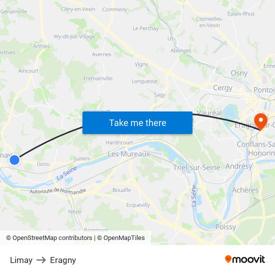 Limay to Eragny map