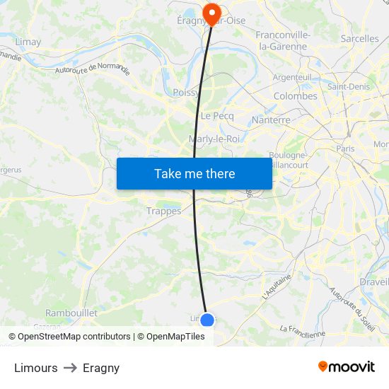 Limours to Eragny map