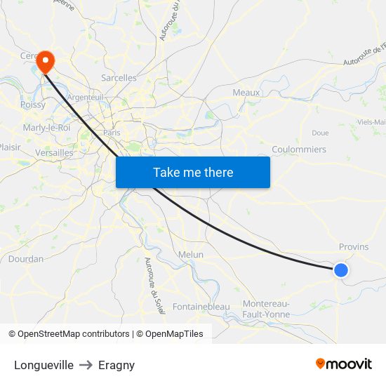 Longueville to Eragny map