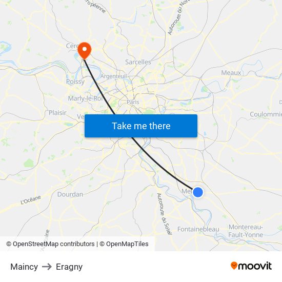 Maincy to Eragny map