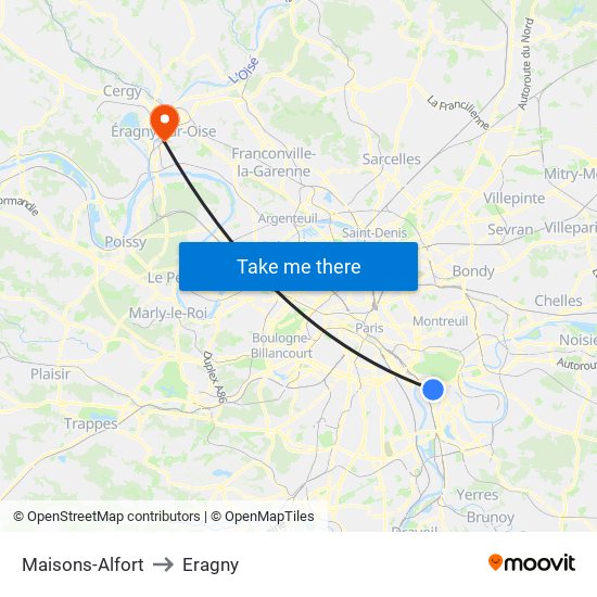 Maisons-Alfort to Eragny map