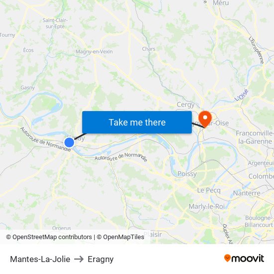 Mantes-La-Jolie to Eragny map