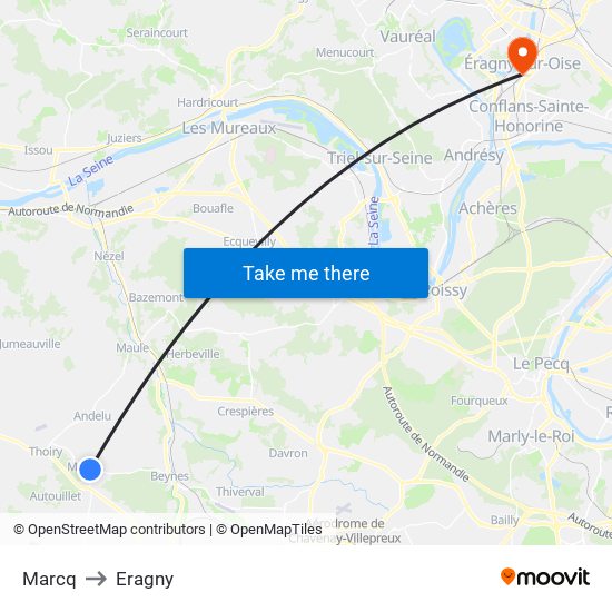 Marcq to Eragny map