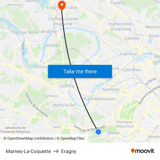 Marnes-La-Coquette to Eragny map