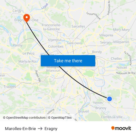 Marolles-En-Brie to Eragny map