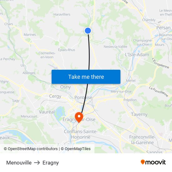 Menouville to Eragny map