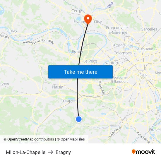 Milon-La-Chapelle to Eragny map