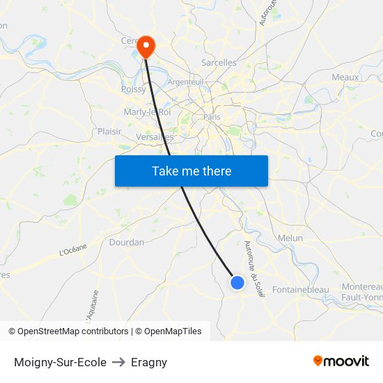 Moigny-Sur-Ecole to Eragny map