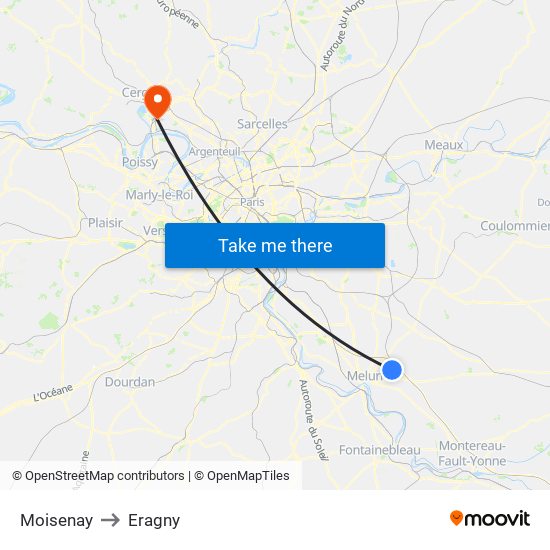 Moisenay to Eragny map