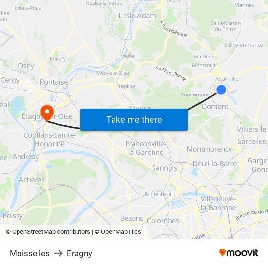 Moisselles to Eragny map
