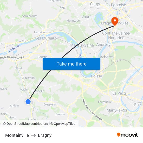Montainville to Eragny map