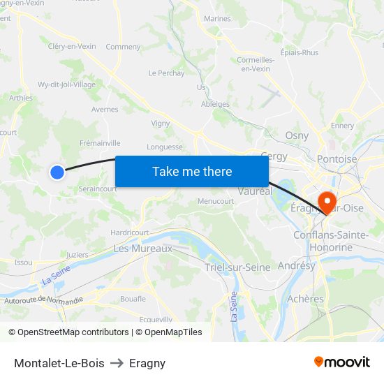 Montalet-Le-Bois to Eragny map