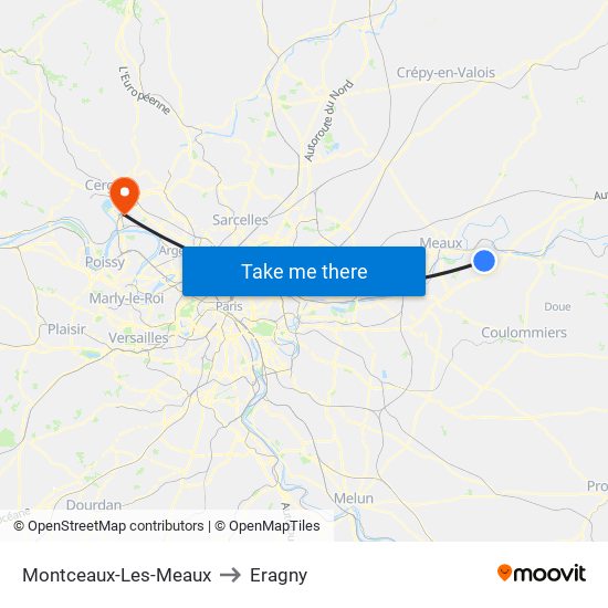 Montceaux-Les-Meaux to Eragny map