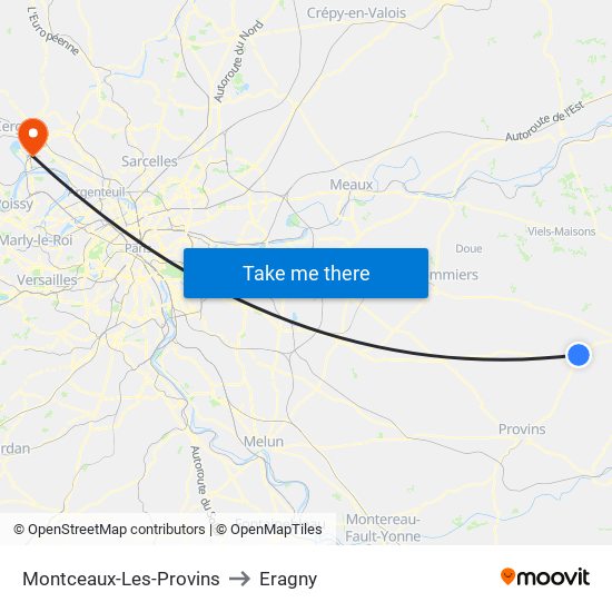 Montceaux-Les-Provins to Eragny map