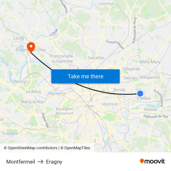 Montfermeil to Eragny map