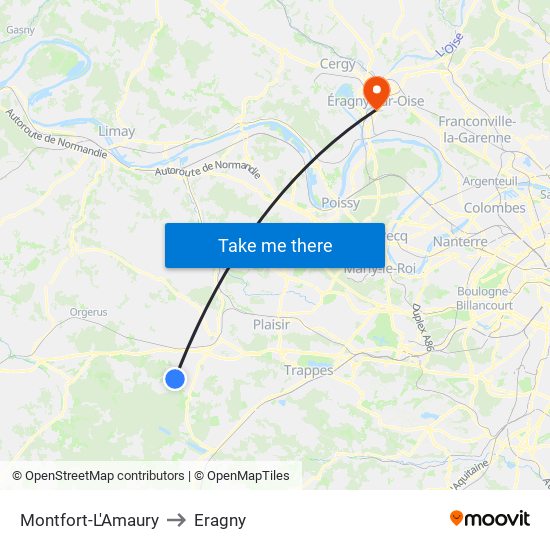 Montfort-L'Amaury to Eragny map
