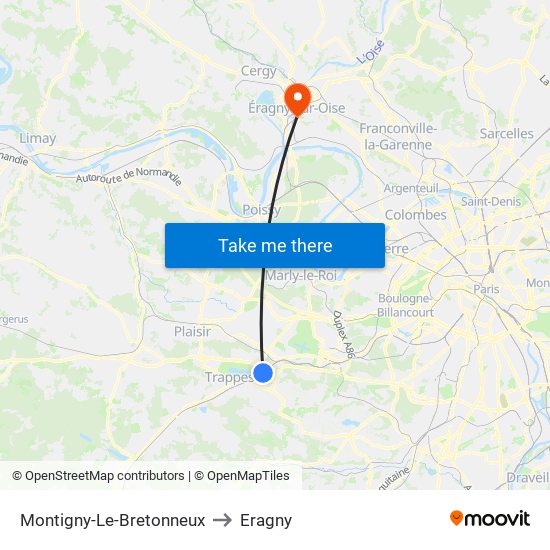 Montigny-Le-Bretonneux to Eragny map