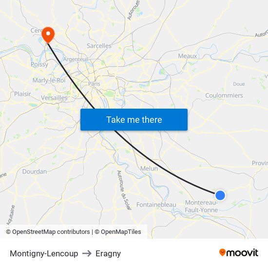 Montigny-Lencoup to Eragny map