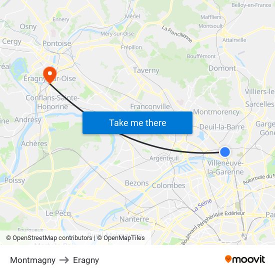 Montmagny to Eragny map