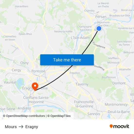Mours to Eragny map
