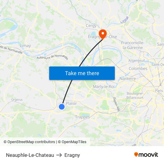 Neauphle-Le-Chateau to Eragny map